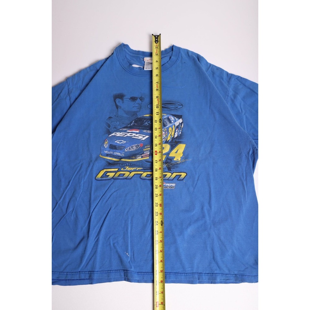 Vintage Chase Authentics Jeff Gordon Pepsi Racing T-Shirt Blue 2XL Distressed - Picture 6 of 8